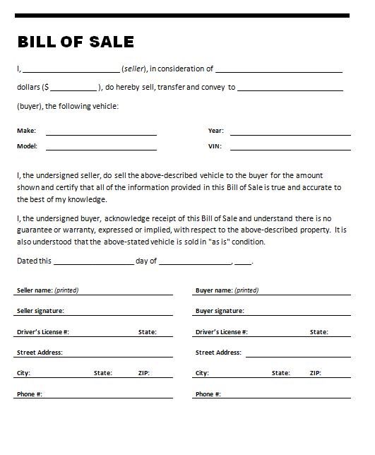 Bill of sale